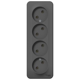 Розетка 4-м ОП Blanca 16А IP20 250В без заземл. без защ. шторок с изолир. пластиной антрацит SE BLNR