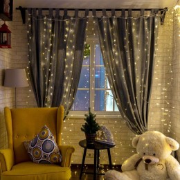 Гирлянда светодиодная "Роса "Светодиодный дождь" 6х3м LED тепл. бел. 24Вт IP20 USB+пульт управления