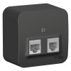 Розетка компьютерная + телефонная 2-м ОП Blanca RJ45 кат.5E + RJ11 с изолир. пластиной антрацит SE B
