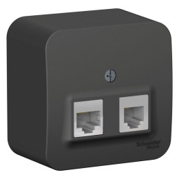 Розетка компьютерная + телефонная 2-м ОП Blanca RJ45 кат.5E + RJ11 с изолир. пластиной антрацит SE B
