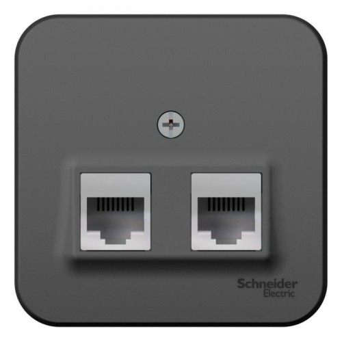 Розетка компьютерная + телефонная 2-м ОП Blanca RJ45 кат.5E + RJ11 с изолир. пластиной антрацит SE B