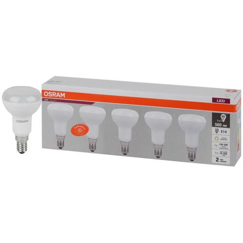 Лампа светодиодная LED Value LV R50 60 7SW/830 7Вт рефлектор матовая E14 230В 2х5 (уп.5шт) OSRAM 405