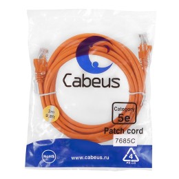 Патч-корд U/UTP кат.5E PC-UTP-RJ45-Cat.5e-3m-OR-LSZH 2хRJ45/8p8c неэкранир. LSZH 3м оранж. Cabeus 95