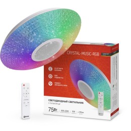 Светильник светодиодный COMFORT CRYSTAL-MUSIC-RGB 75Вт 3000-6500К 6000лм 230В 505х125мм с пультом ДУ