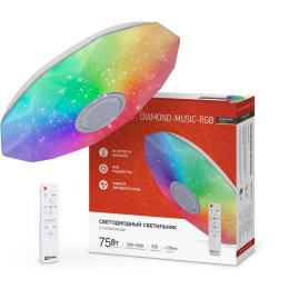 Светильник светодиодный COMFORT DIAMOND-MUSIC-RGB 75Вт 3000-6500К 6000лм 230В 500х100мм с пультом ДУ