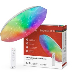 Светильник светодиодный COMFORT DIAMOND-RGB 55Вт 3000-6500К 4400лм 230В 385х75мм с пультом ДУ IN HOM