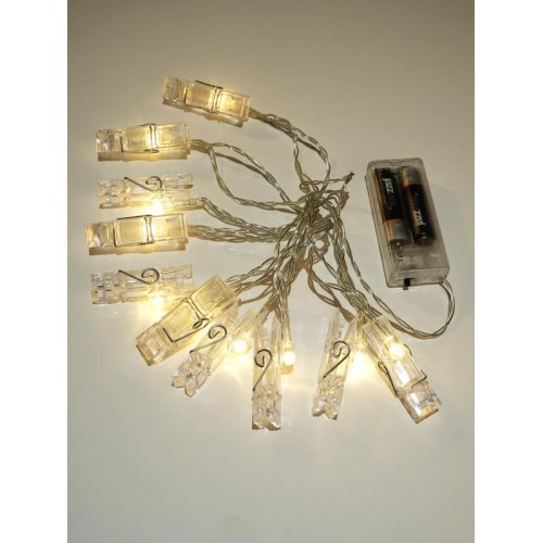 Гирлянда "Прищепки" ILD-10WW-BO-PN 10LED тепл. бел. 1.8м IP20 (2хАА не в компл.) SHLights 4690601047