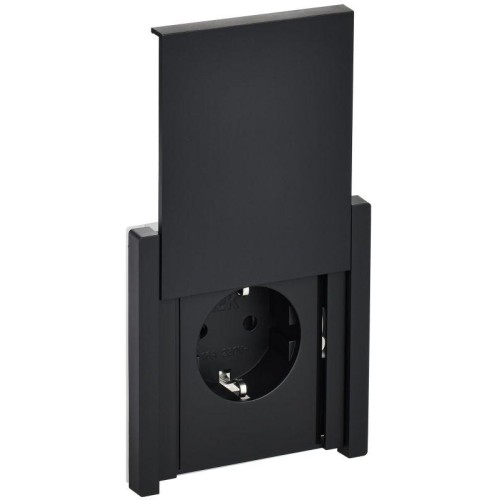 Розетка СП FORTE&PIANO16А IP44 FP119 с заземл. защ. шторки с крышкой безвинт. крепл. черн. IEK FP-R1