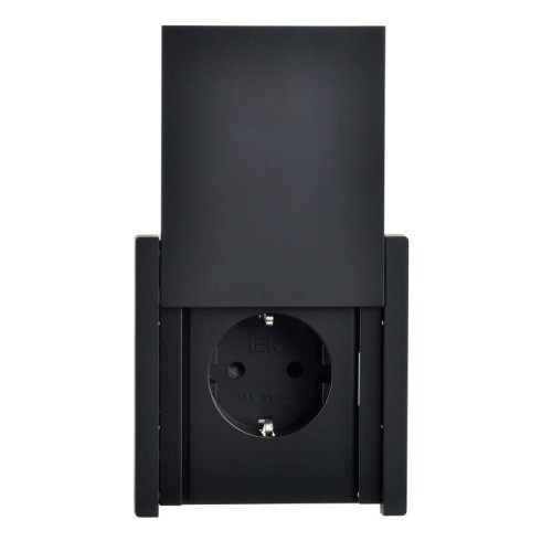 Розетка СП FORTE&PIANO16А IP44 FP119 с заземл. защ. шторки с крышкой безвинт. крепл. черн. IEK FP-R1
