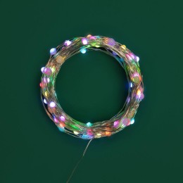 Гирлянда "Роса" 10м 100LED RGB IP44 с пультом 8 режимов элементы питания 3хAA Neon-Night 303-259