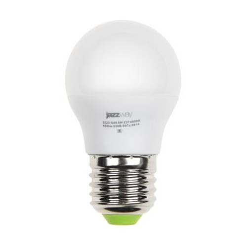 Лампа светодиодная PLED-ECO 5Вт G45 шар матовая 3000К тепл. бел. E27 400лм 230В 50Гц JazzWay 1036957