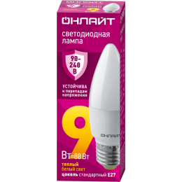 Лампа светодиодная 90 539 OLL-C37-9-230-2.7К-E27-FR PRO 90-240В ОНЛАЙТ 90539