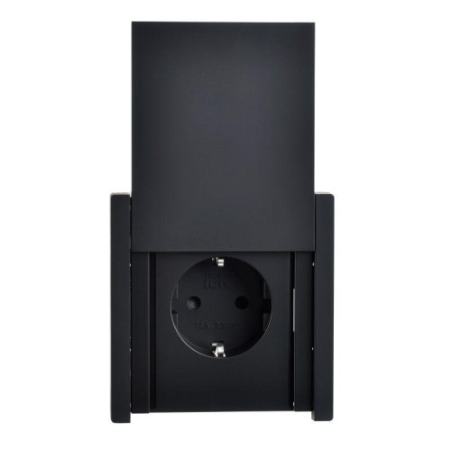 Розетка СП FORTE&PIANO 16А IP44 FP121 с заземл. защ. шторки с крышкой винт. крепл. черн. IEK FP-R16-