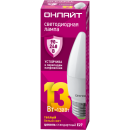 Лампа светодиодная 90 540 OLL-C37-13-230-2.7К-E27-FR PRO 90-240В ОНЛАЙТ 90540