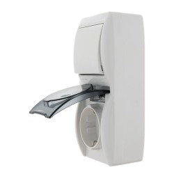 Блок ОП Nata (розетка евростандарт с заземл. с защ. крышкой + 1-кл. выкл.) IP20 вертикал. бел. LEZAR