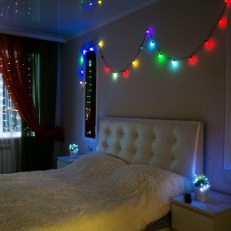 Гирлянда светодиодная "Шарики" 5м d18мм 30LED RGB 3.6Вт 220-240В IP20 провод ПВХ темн. зел. Neon-Nig