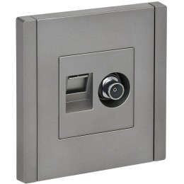 Розетка 2-м TV+RJ45 кат.5E FORTE&PIANO FP536 сталь IEK FP-AK20-1-K46