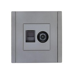 Розетка 2-м TV+RJ45 кат.5E FORTE&PIANO FP536 сталь IEK FP-AK20-1-K46