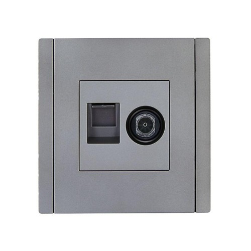 Розетка 2-м TV+RJ45 кат.5E FORTE&PIANO FP536 сталь IEK FP-AK20-1-K46