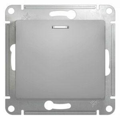 Механизм кнопки нажимной 1-кл. СП Glossa 10А IP20 (сх. 1а) 10AX с подсветкой алюм. SchE GSL000317