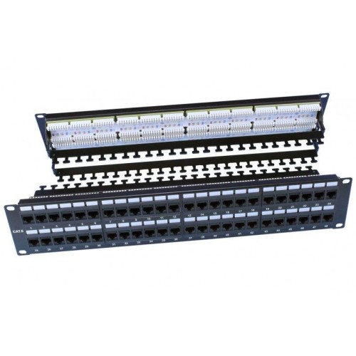 Патч-панель PP3-19-48-8P8C-C6-110D 19дюйм 2U 48 портов RJ45 кат.6 Dual IDC ROHS черн. (задн. каб. ор