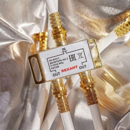 Делитель ТВ "краб" x2+3шт F "BOX" 5-1000 МГц "GOLD" Rexant 05-6101-1