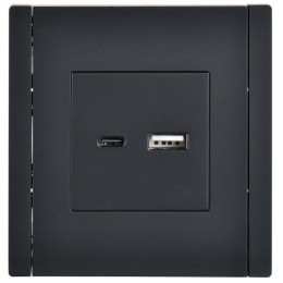 Розетка USB A+C 18Вт FORTE&PIANO FP151 черн. IEK FP-U22-018-K02