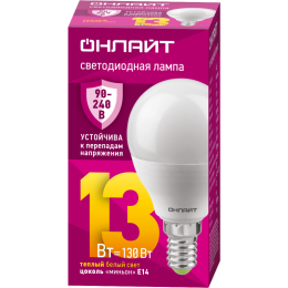 Лампа светодиодная 90 543 OLL-G45-13-230-2.7К-E14-FR PRO 90-240В ОНЛАЙТ 90543