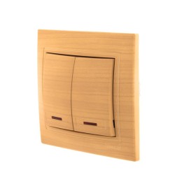 Выключатель 2-кл. Mira с подсветкой ясень LEZARD 701-4747-112