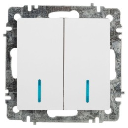 Выключатель 2-кл. СП Accent 6-105-01 10А IP20 250В с подсветкой AL/CU бел. Intro Б0063505