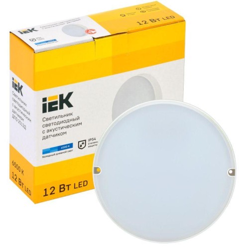Светильник светодиодный ДПО 2012Д 12Вт 6500К IP54 круг с АД бел. IEK LDPO3-2012D-12-6500-K01