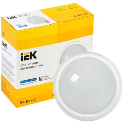 Светильник светодиодный ДПО 5051 18Вт 6500К IP65 круг бел. IEK LDPO0-5051-18-6500-K01