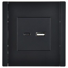 Розетка USB A+C 3.1А FORTE&PIANO FP150 черн. IEK FP-U22-D31-K02