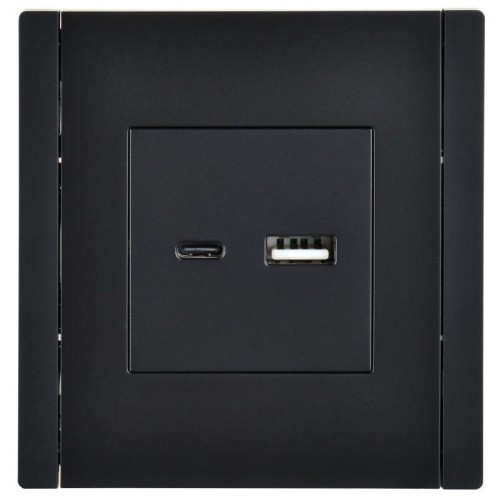 Розетка USB A+C 3.1А FORTE&PIANO FP150 черн. IEK FP-U22-D31-K02