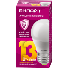 Лампа светодиодная 90 545 OLL-G45-13-230-2.7К-E27-FR PRO 90-240В ОНЛАЙТ 90545