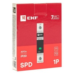 Устройство защиты от импульсных перенапряжений Т1+Т2; Iimp-12.5kA; In-20kA; Uc-275В; 1+0 PROxima EKF