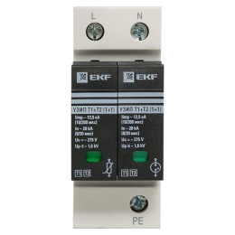 Устройство защиты от импульсных перенапряжений Т1+Т2; Iimp-12.5kA; In-20kA; Uc-275В; 1+1 PROxima EKF