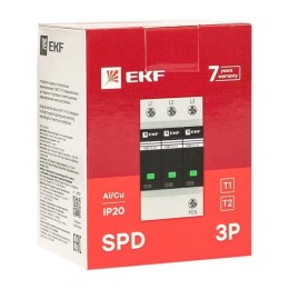 Устройство защиты от импульсных перенапряжений Т1+Т2; Iimp-12.5kA; In-20kA; Uc-275В; 3+0 PROxima EKF