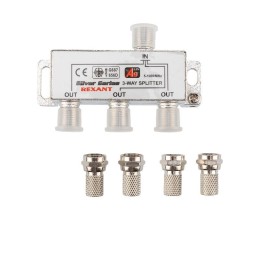 Делитель ТВ "краб" х3+4шт F "BOX" 5-1000 МГц "Silver" Rexant 05-6102