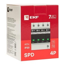 Устройство защиты от импульсных перенапряжений Т1+Т2; Iimp-12.5kA; In-20kA; Uc-275В; 4+0 PROxima EKF