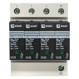 Устройство защиты от импульсных перенапряжений Т1+Т2; Iimp-12.5kA; In-20kA; Uc-275В; 4+0 PROxima EKF