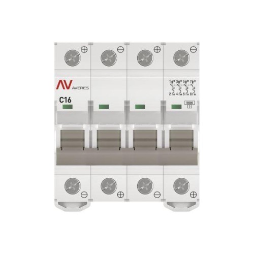 Выключатель автоматический 4п C 16А 10кА AV-10 DC AVERES EKF mcb10-DC-4-16C-av