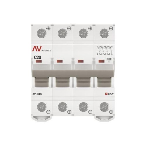 Выключатель автоматический 4п C 20А 10кА AV-10 DC AVERES EKF mcb10-DC-4-20C-av