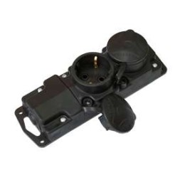 Колодка 2-м 16А IP44 250В с заземл. каучук черн. Bylectrica Р16-415