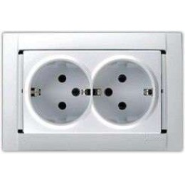 Розетка 2-м СП Simon34 16А IP20 с заземл. бел. Simon 34459-30