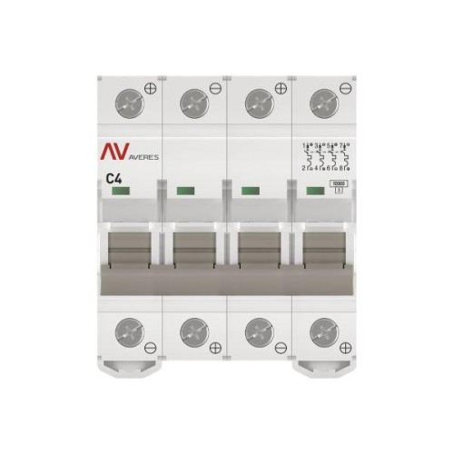 Выключатель автоматический 4п C 4А 10кА AV-10 DC AVERES EKF mcb10-DC-4-04C-av