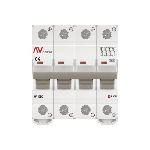 Выключатель автоматический 4п C 4А 10кА AV-10 DC AVERES EKF mcb10-DC-4-04C-av