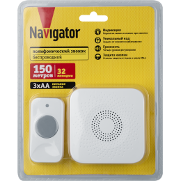 Звонок электрический 95 216 NDB-D-DC09-B-WН NAVIGATOR 95216