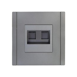 Розетка компьютерная 2-м RJ45 кат.5E FORTE&PIANO FP533 сталь IEK FP-K20-1-K46