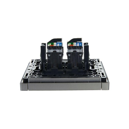 Розетка компьютерная 2-м RJ45 кат.5E FORTE&PIANO FP533 сталь IEK FP-K20-1-K46